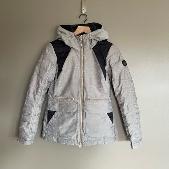 Lole Shine Jacket in Meteor Reversible Down Puffer Parka Size XS Grey Black Warm - Picture 6 of 16